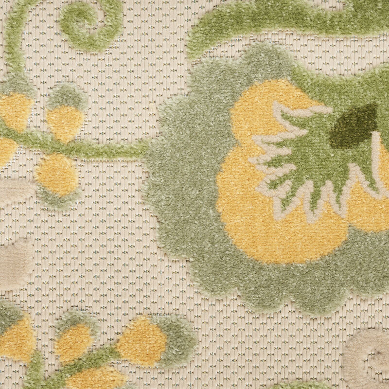 HomeRoots 12' X 15' Ivory Green And Yellow Floral Indoor Outdoor Area Rug image number 0