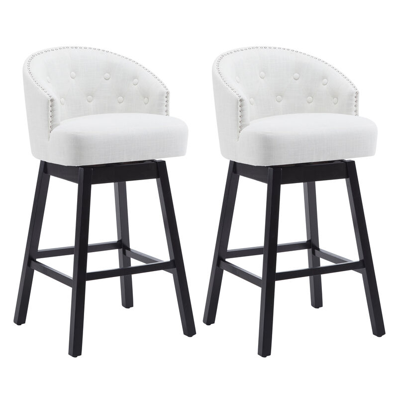 Streamdale Upholstered Counter Stools Set (2), Black and Beige