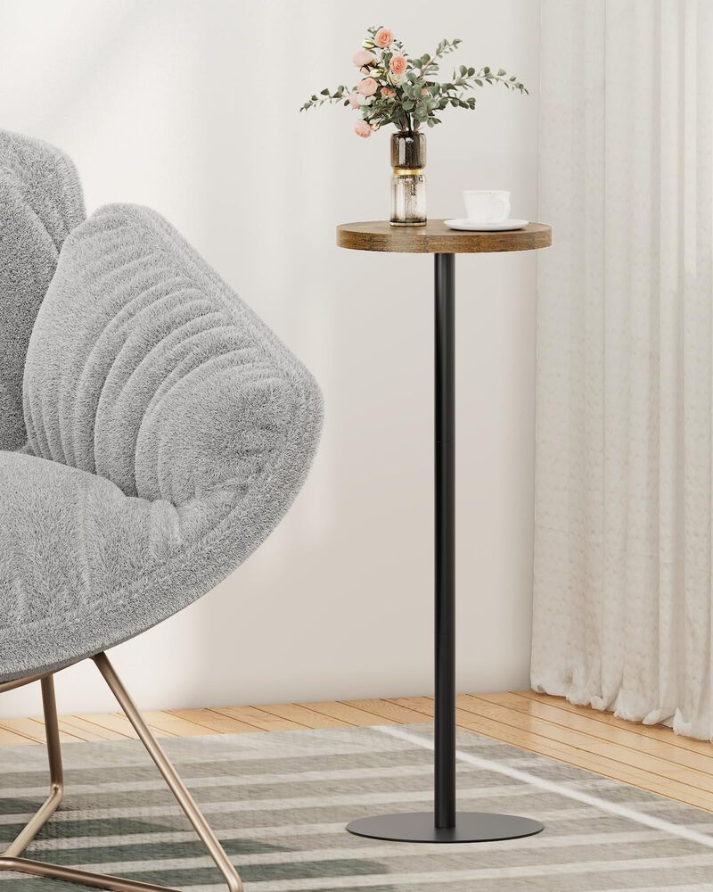 TUTOTAK Tall Round Side Table, Small End Table, Set of 2, Beside Table, Drink Table, Pedestal Side Table, livingroom, Brown TB01