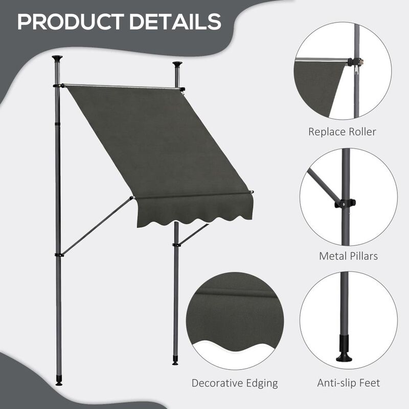 Hivvago Outdoor Retractable Awning with UV Resistant Fabric image number 6