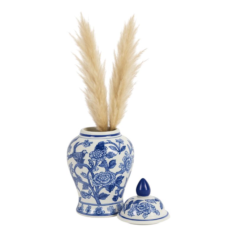 10" Temple Jar Bird/Flower image number 1