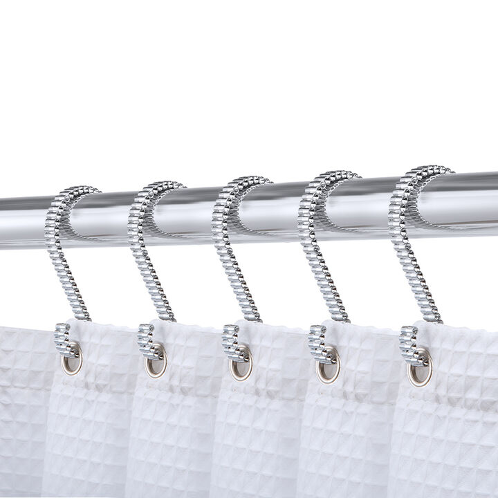 Utopia Alley Rust-Proof Zinc Decorative Shower Curtain Hooks, Smooth Glide S-Hooks- Set of 12