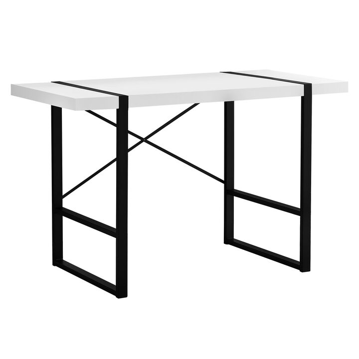 Monarch Specialties I 7313 Computer Desk, Home Office, Laptop, 48"L, Work, Metal, Laminate, White, Black, Contemporary, Modern
