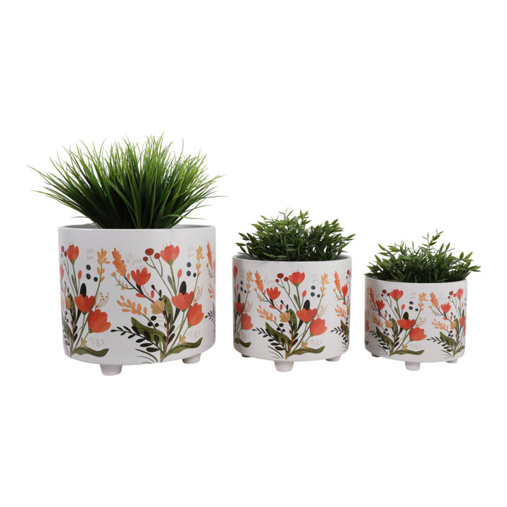 S/3 Wildflower Footed Planters