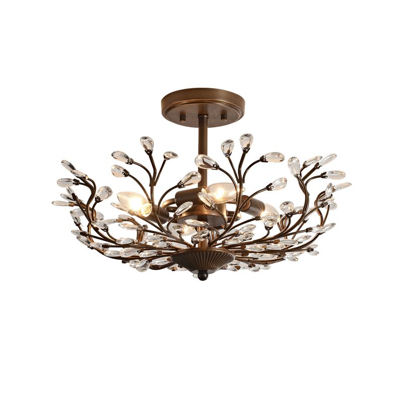 Freya 4-light Crystal Beaded 9-Branch Semi-Flush Mount image number 0
