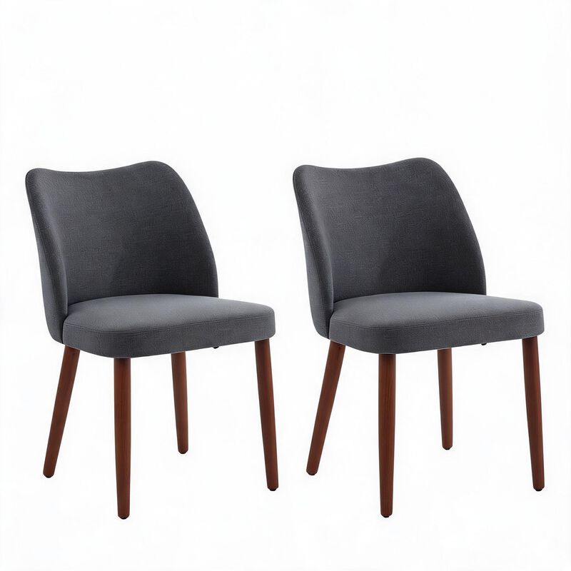 2 Pack Modern Wingback Dining Chairs, Linen Fabric Thick Cushion High Back Chairs with Rubberwood Legs for Home Dining Use image number 0