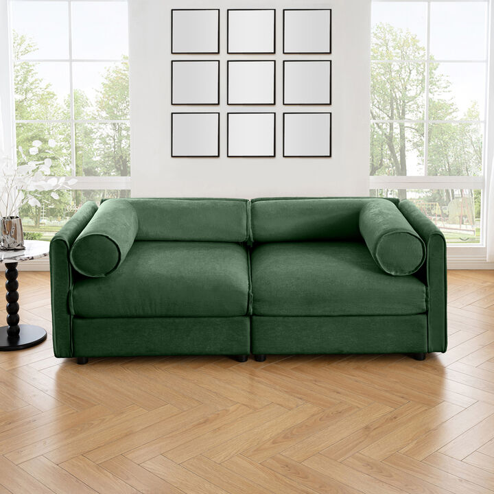 Merax Chenille 2-Seater Sofa with Storage Seat.