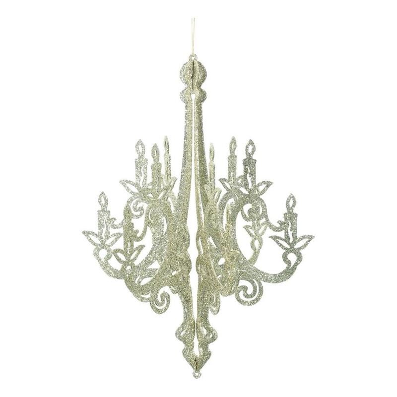 Vickerman 24" Champagne Glitter Chandelier Christmas Ornament. image number 2