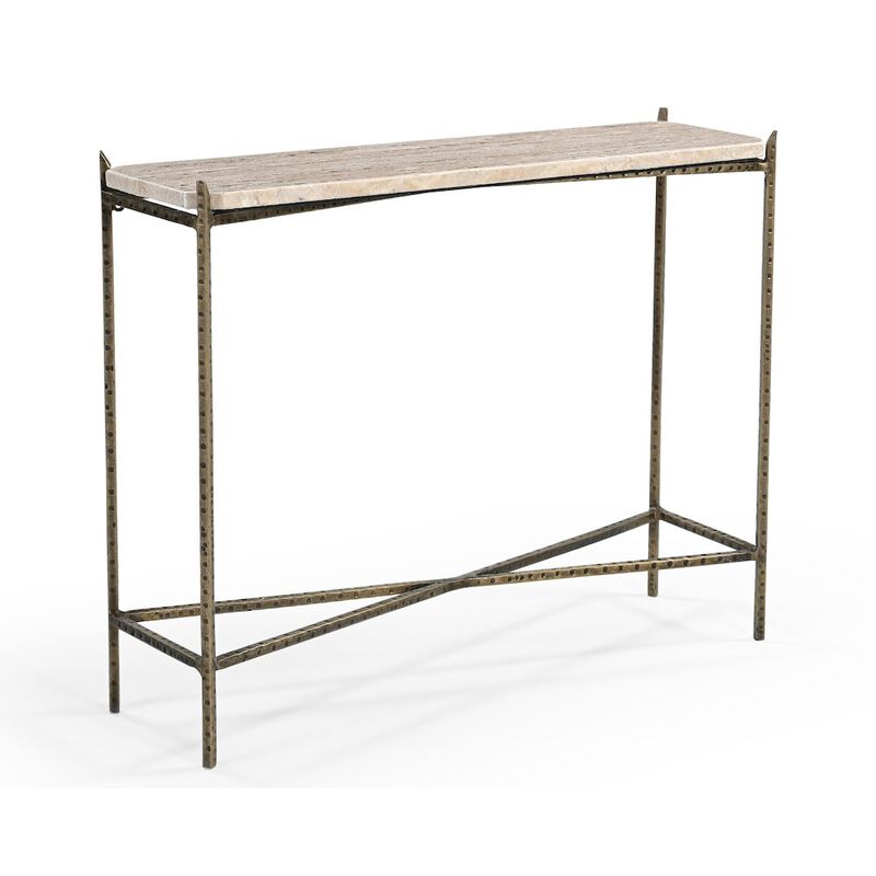 Alex Hamilton Asher 32 Console Table with Travertine Top