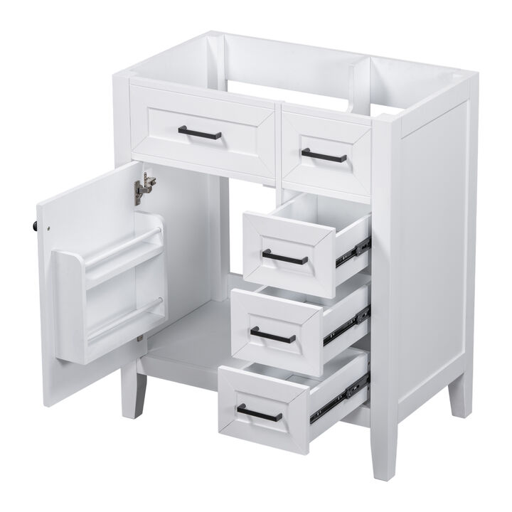 ELEMENT ACE 30 Inch Freestanding Bathroom Vanity Base Without Sink, Enclosed Storage Cabinet With Drawers and Door Shelf, Durable Solid Frame for Bathroom Upgrade