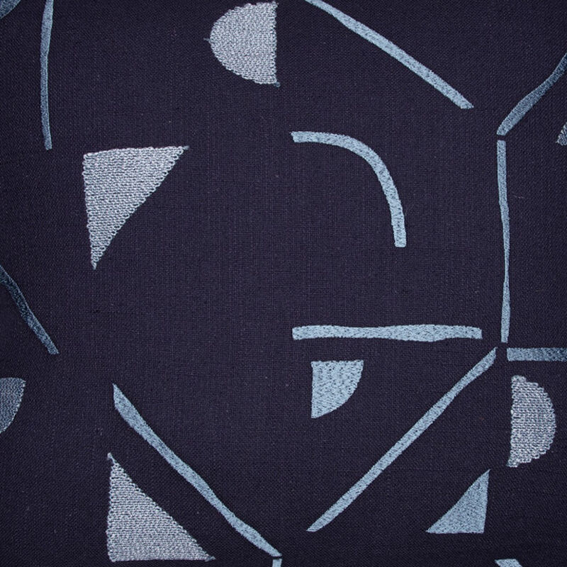 HomeRoots 20" Blue Geometric Cotton Blend Throw Pillow With Embroidery image number 3