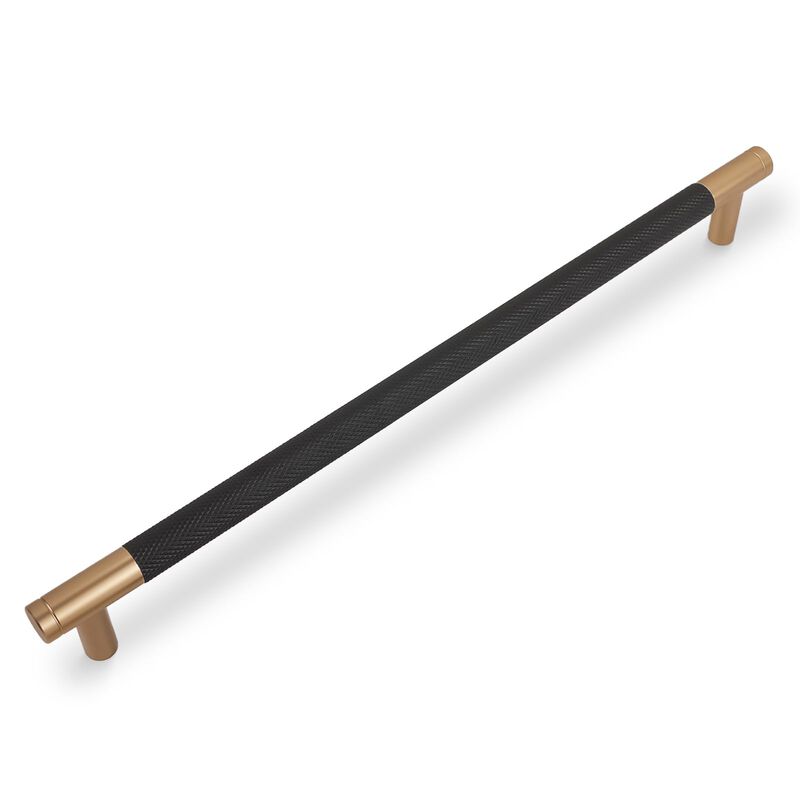 BUKOBYHE 10 Pack 12-5/8 Inch(320mm) Inch Black and Champagne Bronze Kitchen Cabinet Handles Knurled Cabinet Pulls Black Drawer P