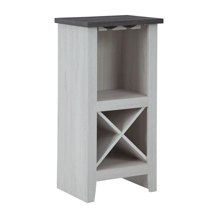 Wooden Wine Cabinet with X Shaped Wine Rack, Antique White-Benzara