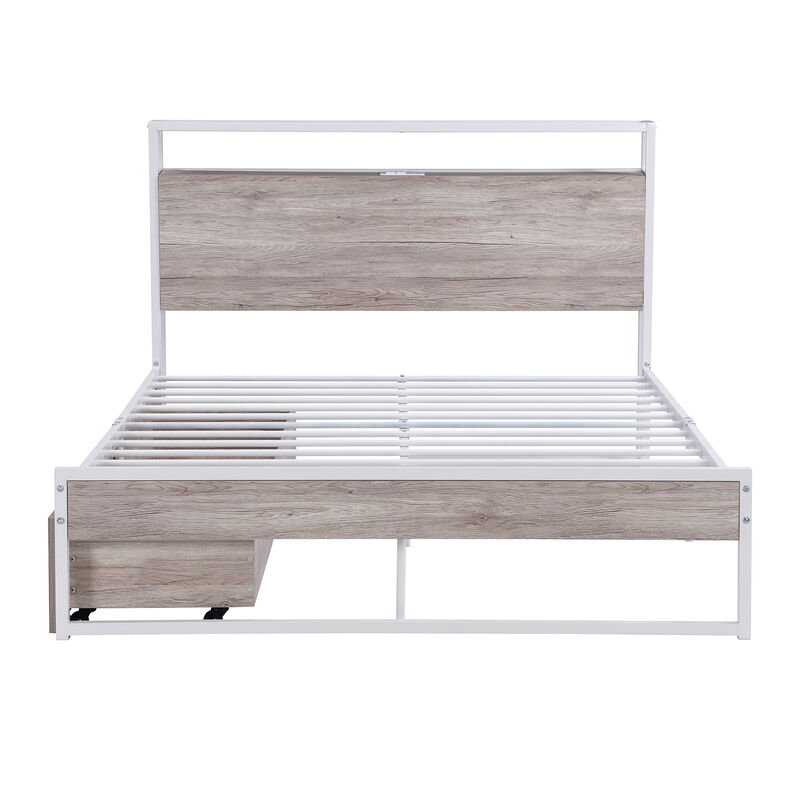 Merax Metal Platform Bed Frame with  Two Drawers