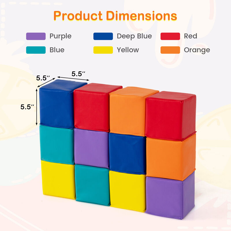 Kids 12-Piece Soft Foam Climbing Blocks and Cubes Play Set image number 2