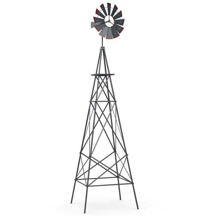 Outdoor Metal Windmill with Weather-Resistant Wind Wheel for Garden Yard Decor