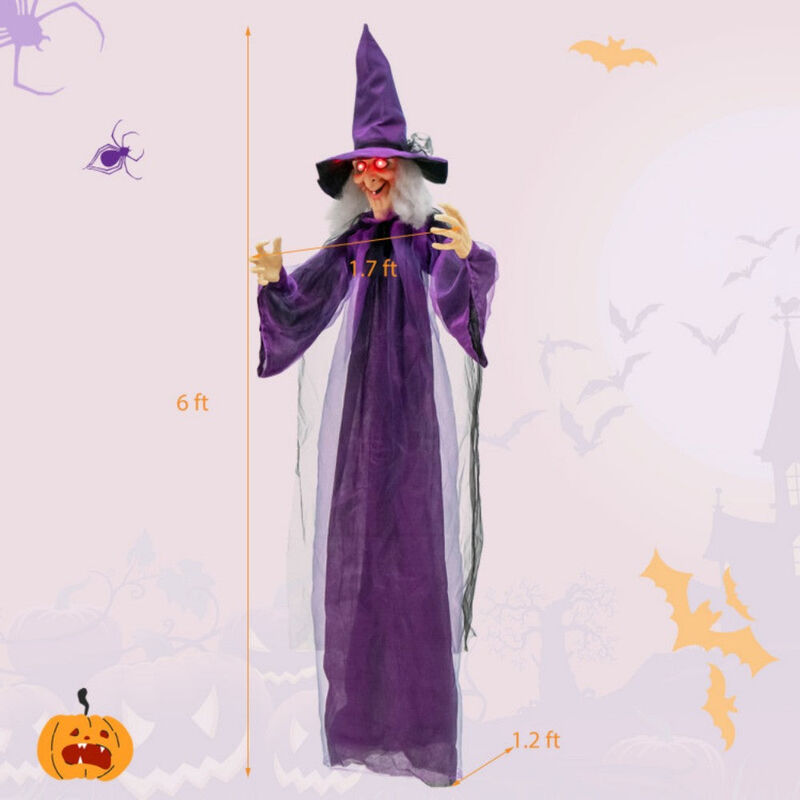 6ft Halloween Decoration Spooky Sound-Activated Hanging Witch with Voice and Motion Sensor image number 2