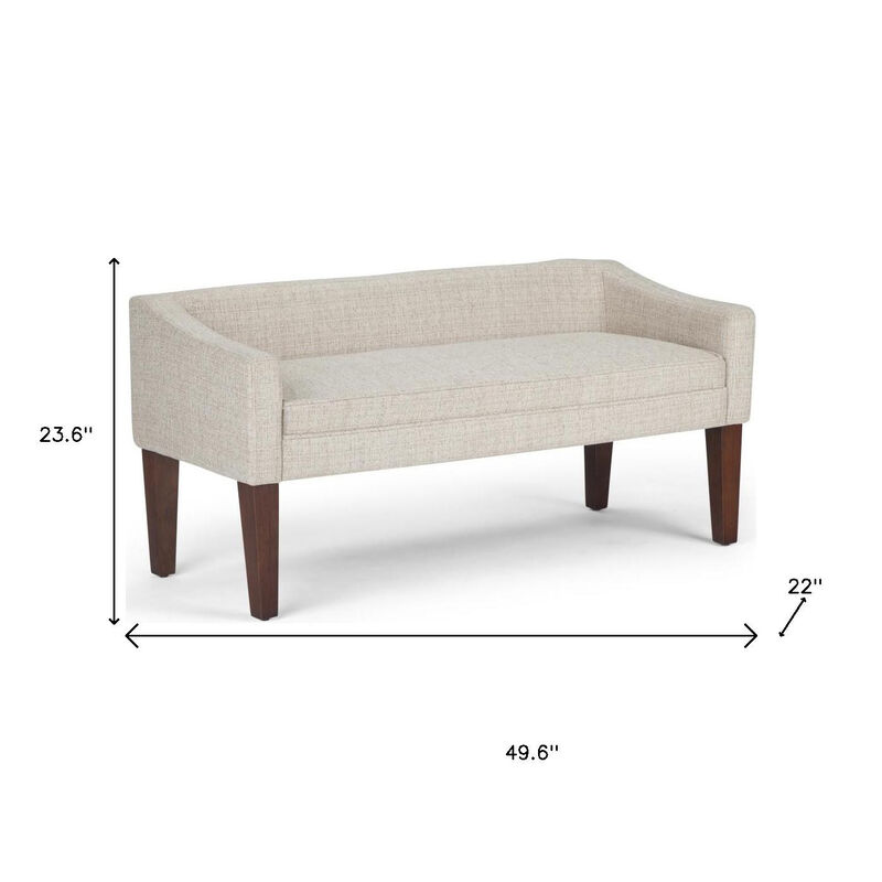 HomeRoots 50" Beige and Brown Fabric and Wood Upholstered Bench image number 4