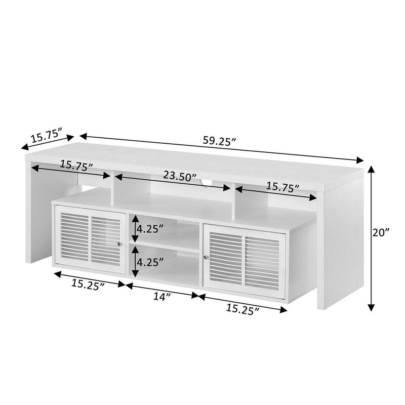 Convience Concept, Inc. Lexington 60 inch TV Stand with Storage Cabinets and Shelves - White