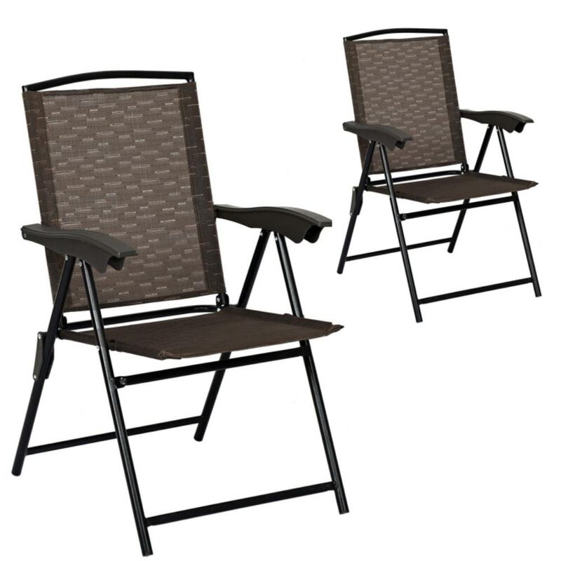 Hivvago Folding Sling Chairs with Smooth Armrests and Adjustable Back for Patio