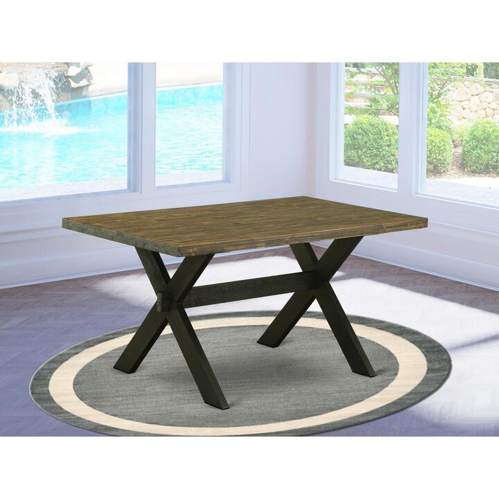 East West Furniture X-Style Dining Room Rectangle Solid Wood Table Top with Stylish Legs, 36x60 Inch