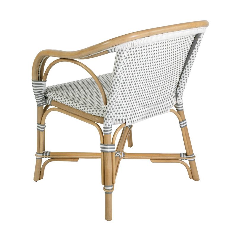 Butler Specialty Portofino 18.75 in. Seat Height Rattan Arm Chair, White and Gray image number 7