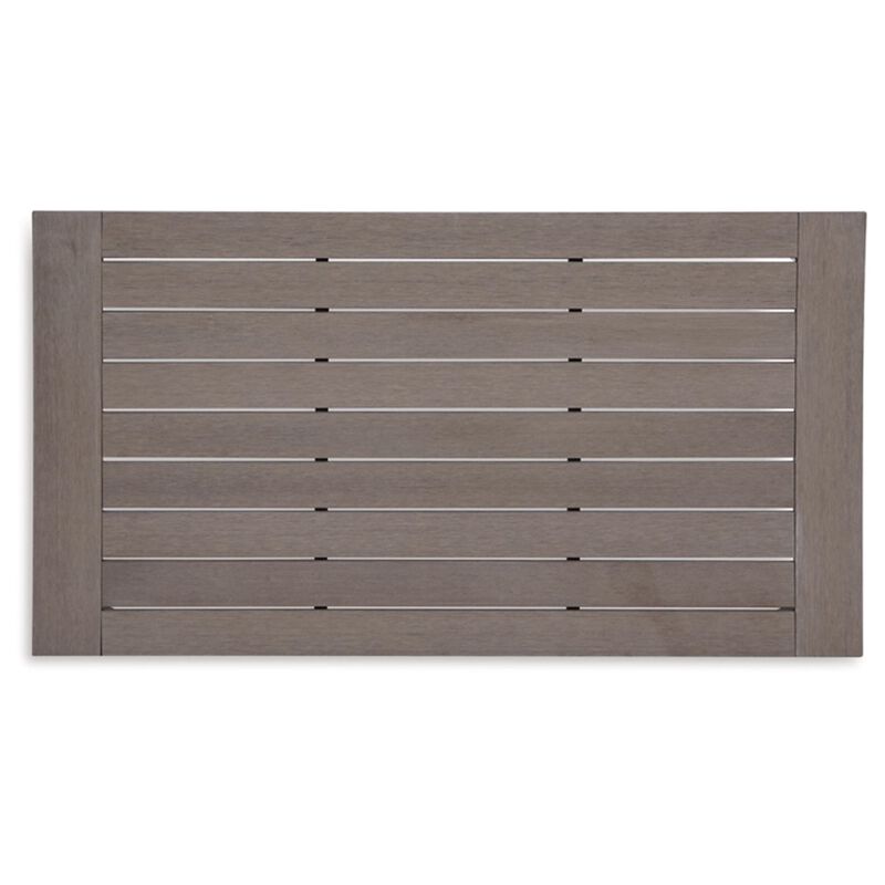 Karo 49 Inch Outdoor Coffee Table, Slatted Top, Modern Style, Taupe Brown - Benzara image number 5