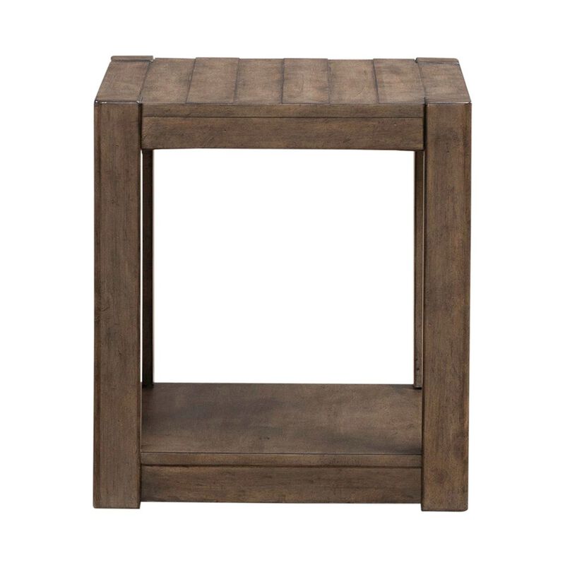 Liberty Furniture Broadmore Living Room Square Chairside Table - Cobblestone Brown image number 2