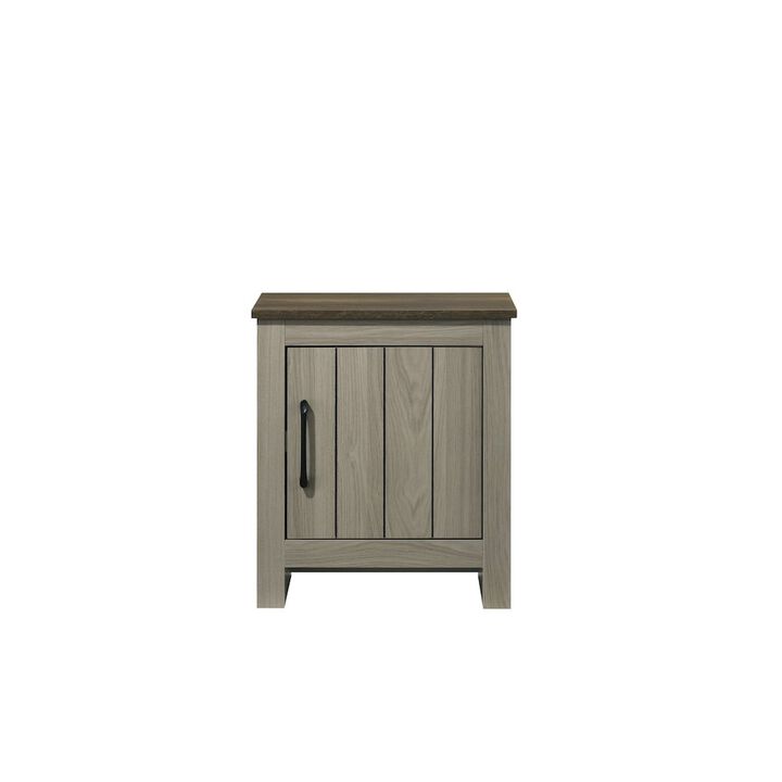 Nyla 16"W Gray Oak End Table, Side Table, Nightstand with Cabinet Door