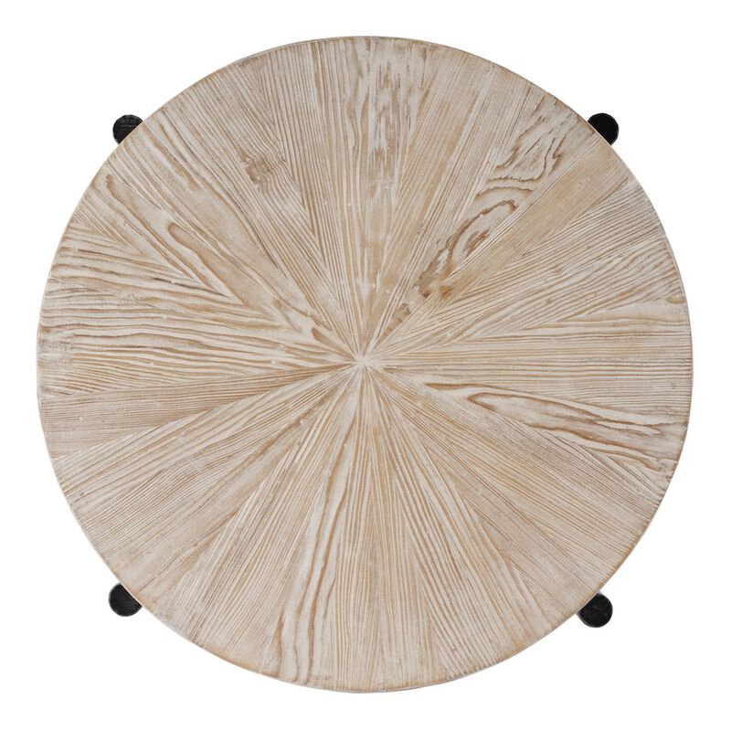 Butler Specialty Akemi 24.5 in. W Round Wood and Iron Side Table, Light Brown