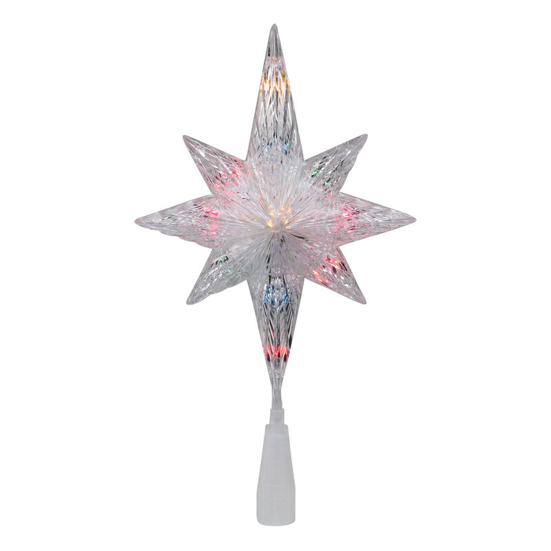 11" Lighted Clear 8 Point Star of Bethlehem Christmas Tree Topper - Multicolor Lights image number 1