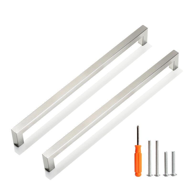 Redunest Cabinet Pulls Brushed Nickel Cabinet Handles Square Drawer Pulls, 50 Pack 12-3/5 Inch Stainless Steel Kitchen Door Cupb