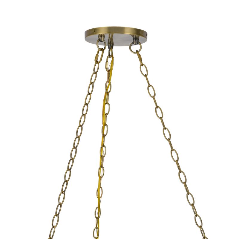 Chandelier, Wagon Wheel Style, 6 Glass Shades, Antique Brass 30 Inch image number 5