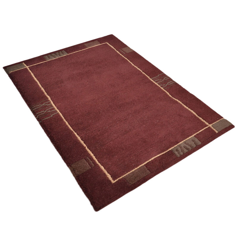 Rugsotic Carpets Hand Knotted Tibbati Wool 5'7''x7'10'' Area Rug Contemporary Brown T00206