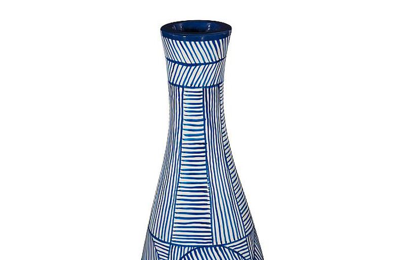 Indigo Mosaic Slim Vase image number 2