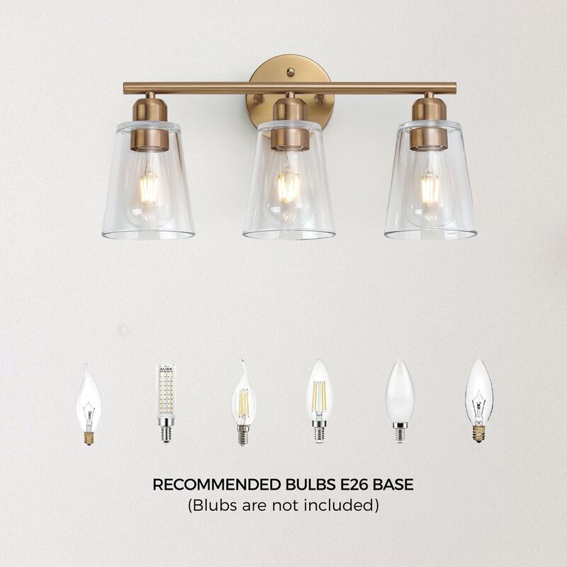 Vanity Light with Tapered Clear Glass Shade and For Hallway or Bathroom image number 4