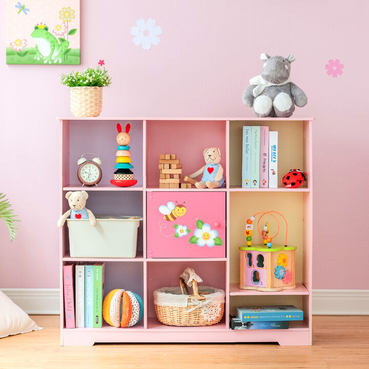 Kids Painted Magic Garden Adjustable Cube Bookshelf, Pink