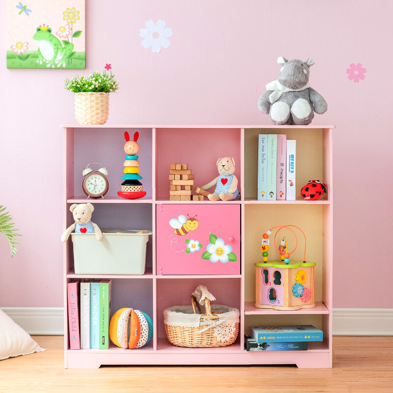 Kids Painted Magic Garden Adjustable Cube Bookshelf, Pink image number 1