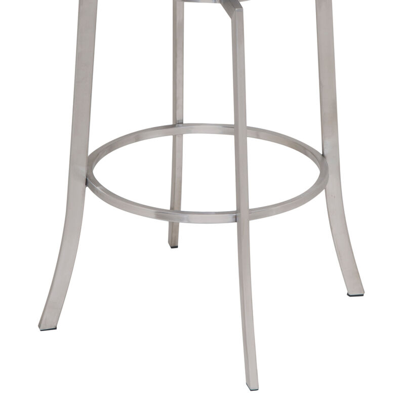 Viper  Counter Height Swivel Grey Faux Leather and Brushed Stainless Steel Bar Stool