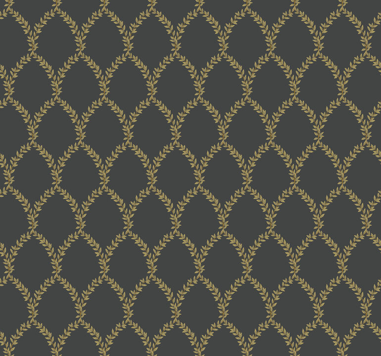 Laurel Gold & Black Wallpaper