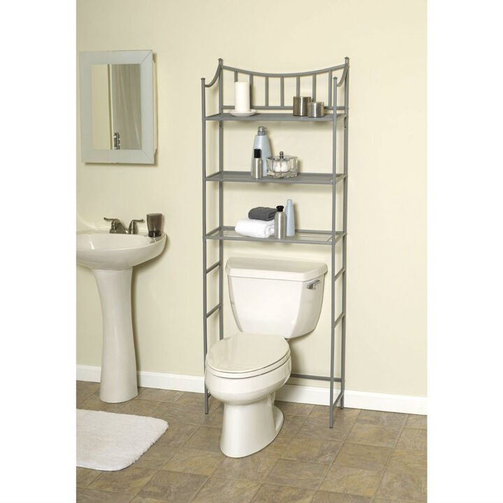 Bathroom Over Toilet Organizer Linen Cabinet with Open Shelves, Nickel Frame