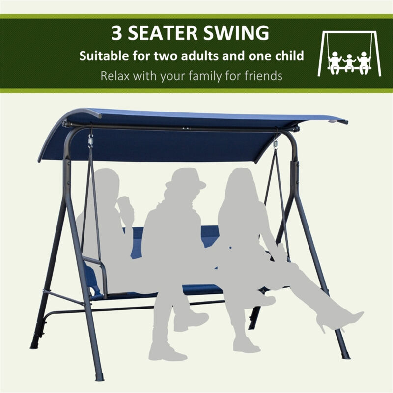 3-Person Patio Swing Chair, Freestanding Outdoor Swing with Cushions & Adjustable Canopy