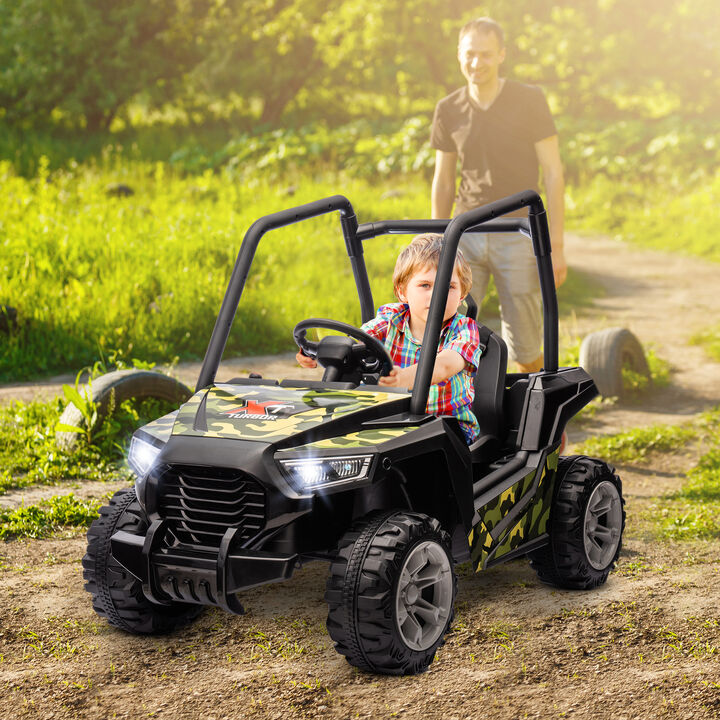 BreeBe 12V Kids Electric Car with Parent Remote Control, Spring Suspension, Soft Start, Music, LED Light, Safety Belt