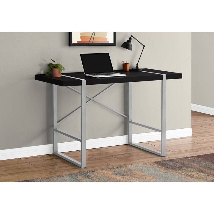 Monarch Specialties I 7664 Computer Desk, Home Office, Laptop, 48"L, Work, Metal, Laminate, Black, Grey, Contemporary, Modern