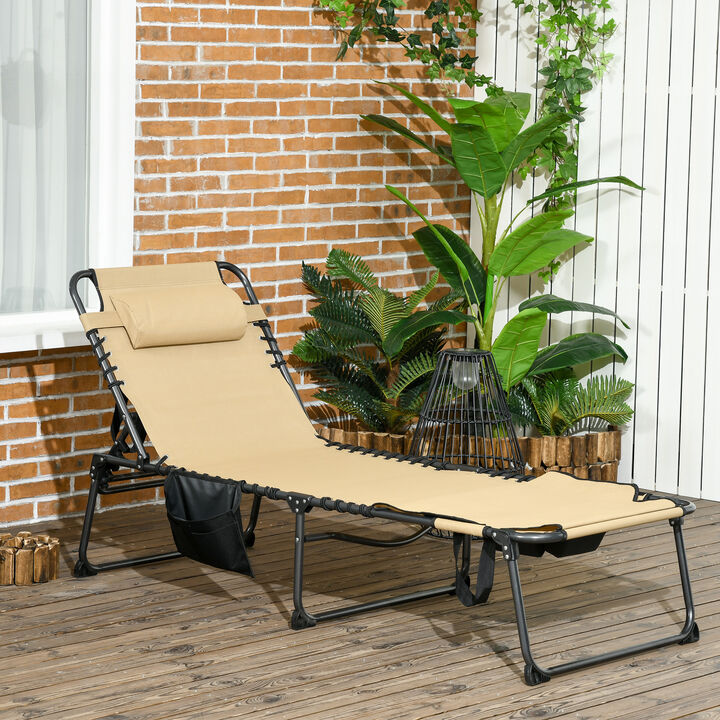 Hivvago Outdoor Reclining Sun Lounger with Headrest and Pocket