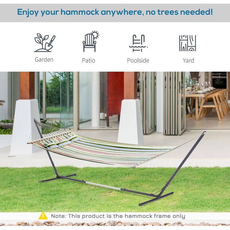 Black Portable Relaxation: Adjustable Steel Hammock Stand for Indoor/Outdoor