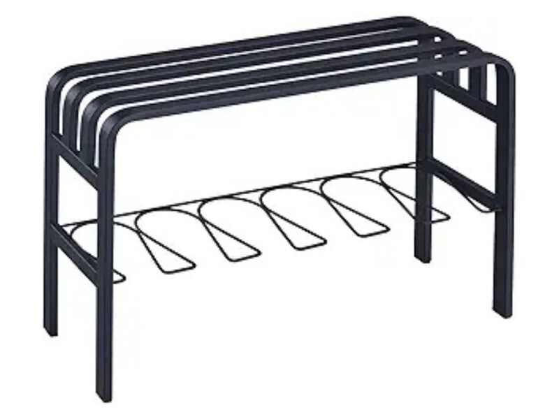 Entryway Shoe Storage Bench Black Horizontal Steel Organizer image number 0