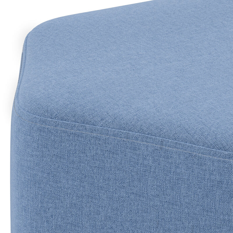 Brock 16 inch Wide Contemporary Irregular Footstool in Wedgewood Blue Linen Look Fabric, Fully Assembled image number 7