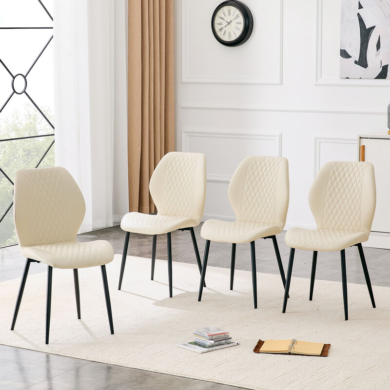 Whisen 4-Pack PU Leather Dining Chairs with Metal Legs, Light Luxury Upholstered Accent Chairs for Dining Room, Office, Study image number 2