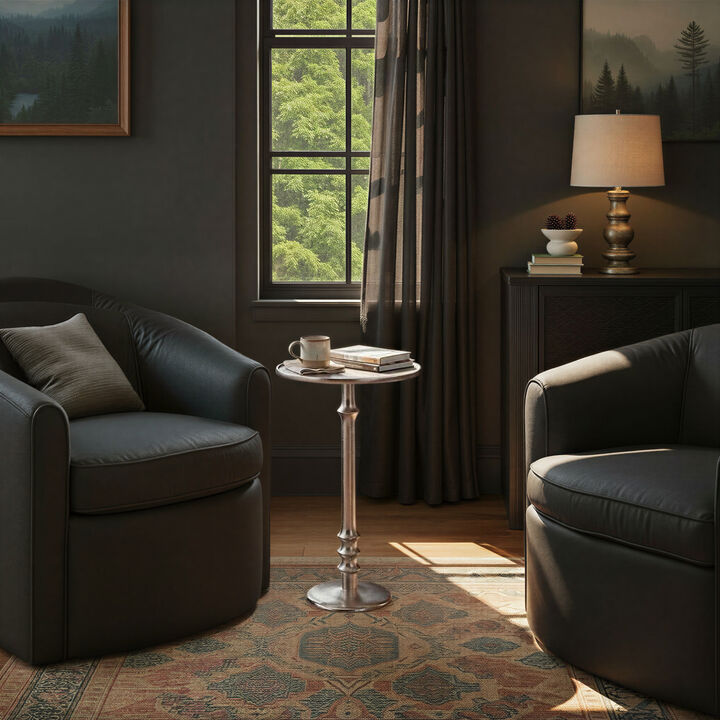 Round Metal Pedestal Accent Table, Gold Finish